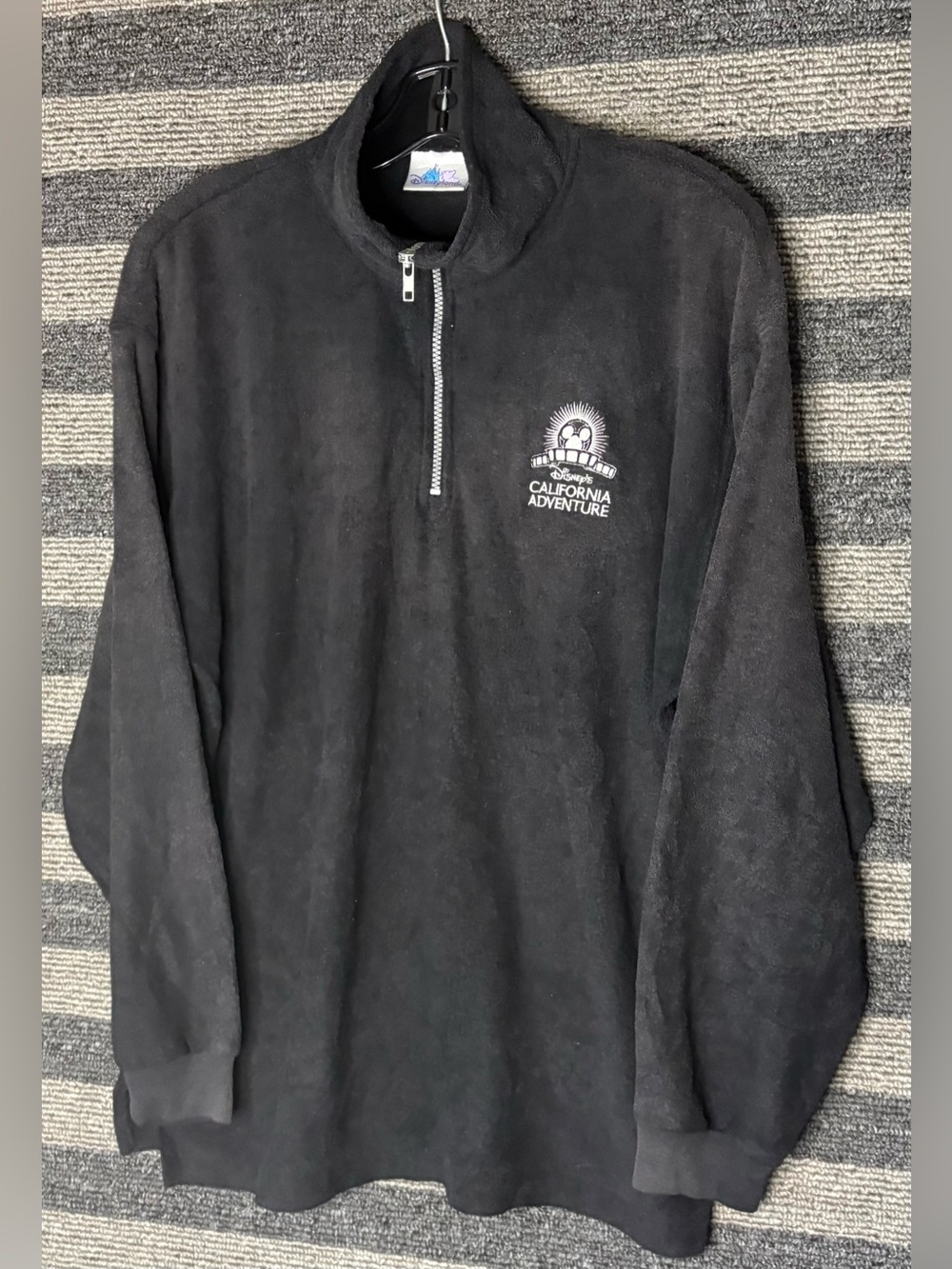Vintage Y2K Disney California Adventure Dark Grey Quarter-Zip Fleece Large EUC